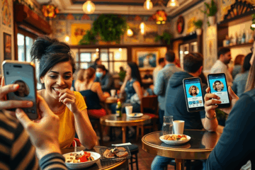 Imagen de personas usando aplicaciones en sus teléfonos, simbolizando la conexión para hacer amigos y encontrar citas.