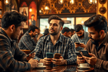 Hombre considerando si pagar por funciones premium en una aplicación de citas