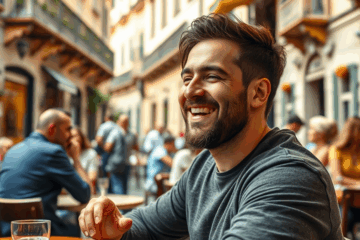 Hombre sonriendo destacando rasgos que atraen a mujeres, como confianza y humor.