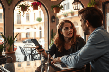 Persona considerando eliminar su perfil de citas en una aplicación móvil