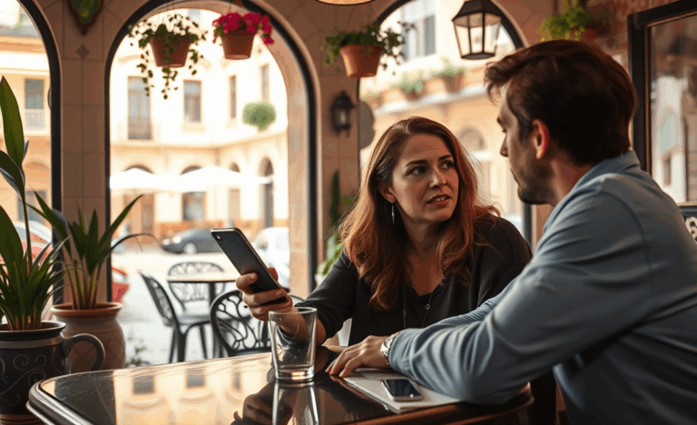 Persona considerando eliminar su perfil de citas en una aplicación móvil