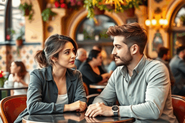Imagen de pareja conversando seriamente sobre su relación