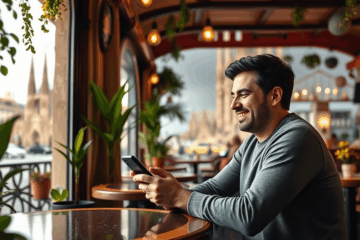 Imagen de una pareja feliz que se conoció en línea, representando el amor verdadero en la era digital.