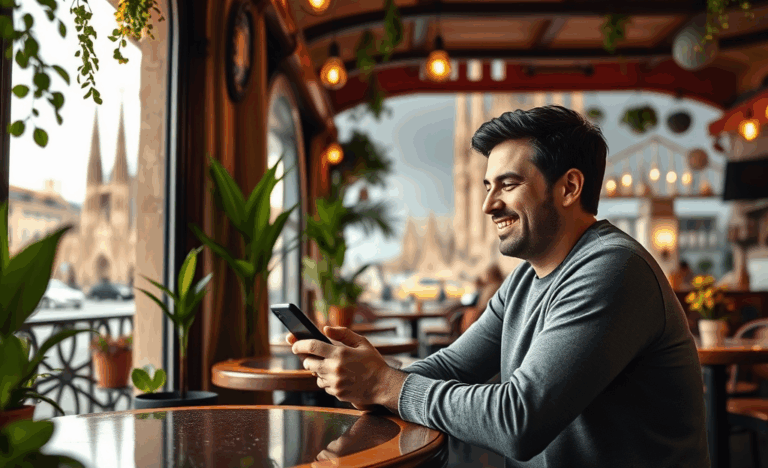 Imagen de una pareja feliz que se conoció en línea, representando el amor verdadero en la era digital.