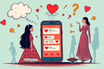 Una mujer mirando su teléfono con una expresión pensativa, después de un match en una app de citas.