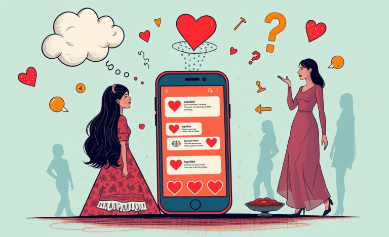 Una mujer mirando su teléfono con una expresión pensativa, después de un match en una app de citas.