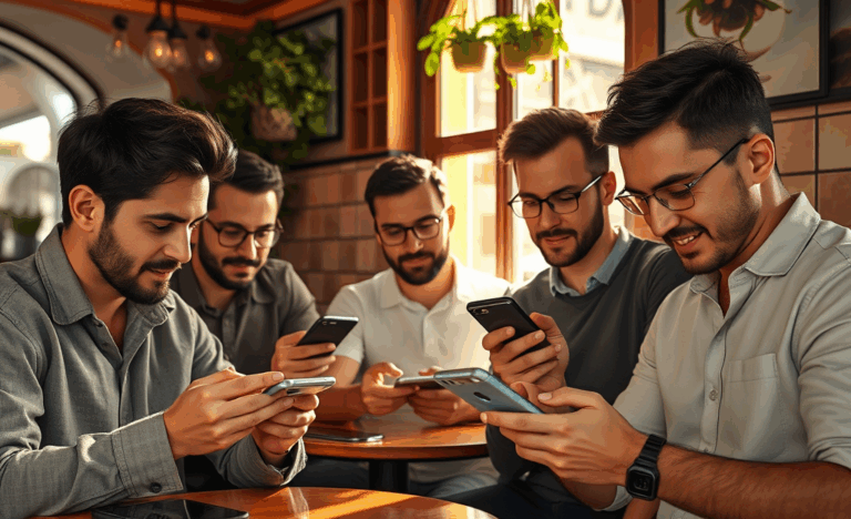 Imagen de un hombre usando una app para mejorar su autoestima.