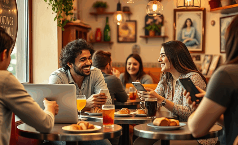 Personas conectándose a través de una aplicación de citas en línea
